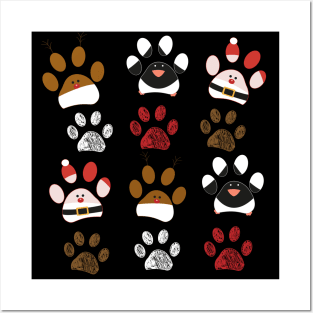 Santa Claus made of paw prints cute Posters and Art